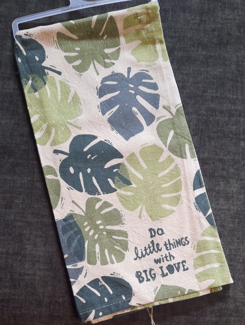 Monstera Leaf Tea Towel Linen-Cotton Kitchen Dishtowel Big Love NWT